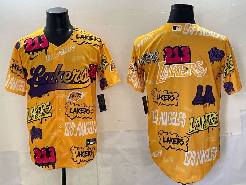 Men 2025 Los Angeles Lakers Blank Yellow NBA Nike jersey 012